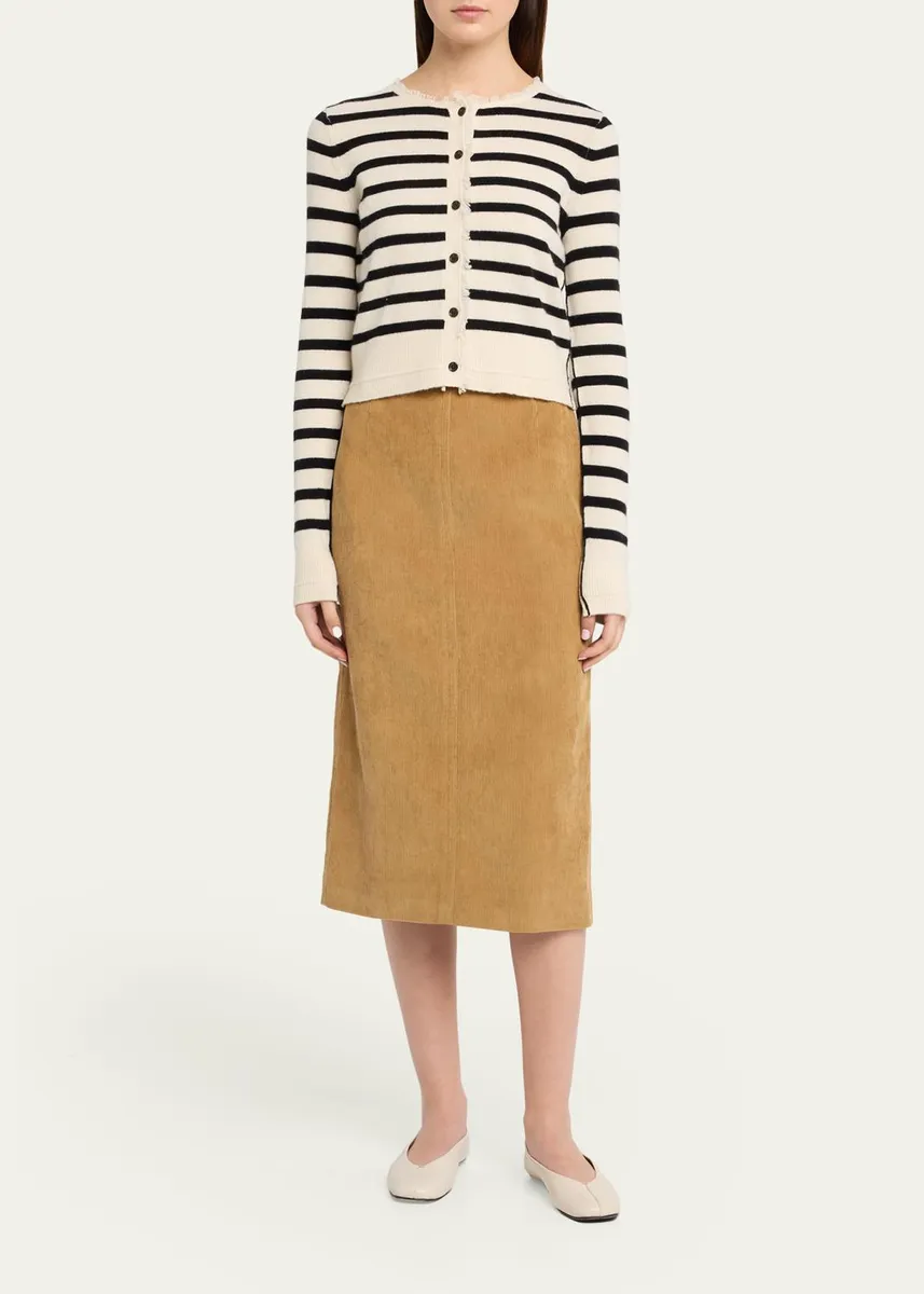 Maria McManus Cashmere and Cotton Stripe Petite Fringe-Trim Cardigan | Thumbnail 2 Maria McManus Cashmere and Cotton Stripe Petite Fringe-Trim Cardigan | Thumbnail 2