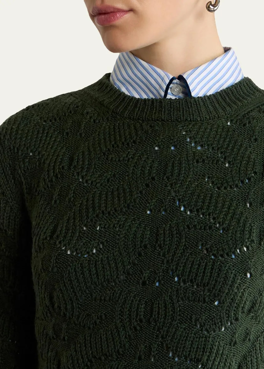 Etro Textured Pointelle Wool Crewneck Sweater | Thumbnail 5 Etro Textured Pointelle Wool Crewneck Sweater | Thumbnail 5