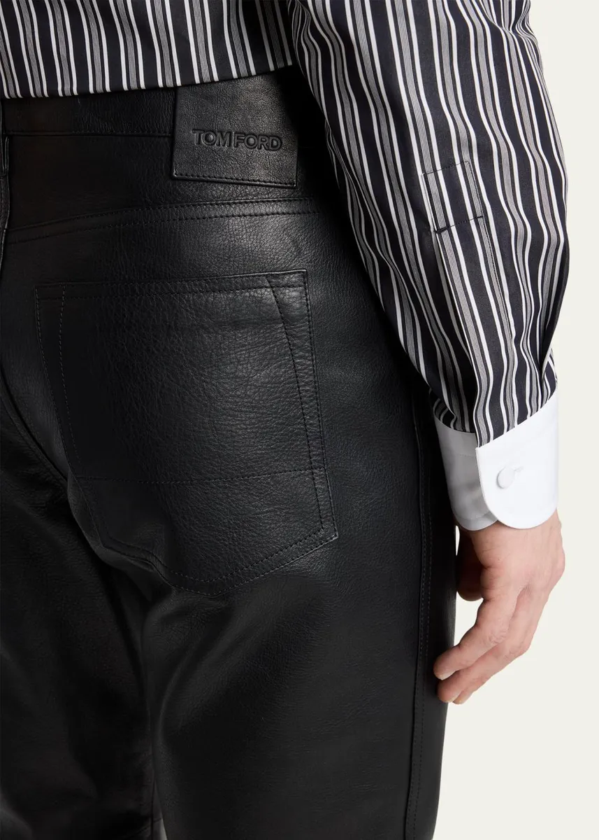 Tom Ford Men's Grained Leather Straight Leg Five-Pocket Pants | Thumbnail 5 Tom Ford Men's Grained Leather Straight Leg Five-Pocket Pants | Thumbnail 5