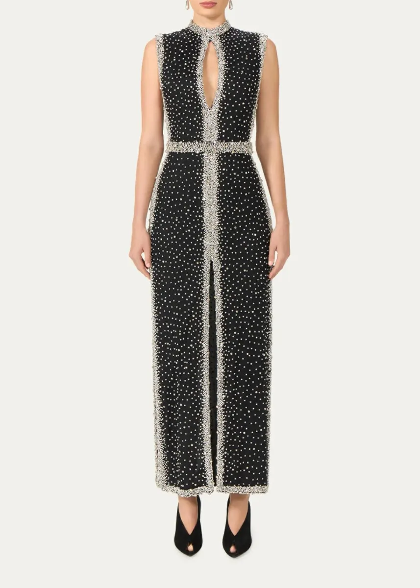 Costarellos Belina Sleeveless Crystal Embroidered Column Gown | Thumbnail 2 Costarellos Belina Sleeveless Crystal Embroidered Column Gown | Thumbnail 2