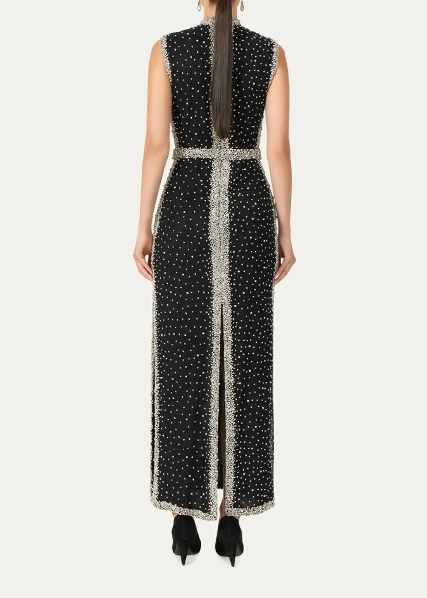 Costarellos Belina Sleeveless Crystal Embroidered Column Gown | Thumbnail 3 Costarellos Belina Sleeveless Crystal Embroidered Column Gown | Thumbnail 3