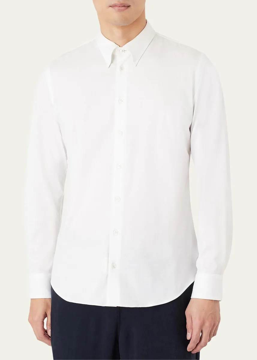 Giorgio Armani Men's Cotton Jersey Sport Shirt | Thumbnail 4