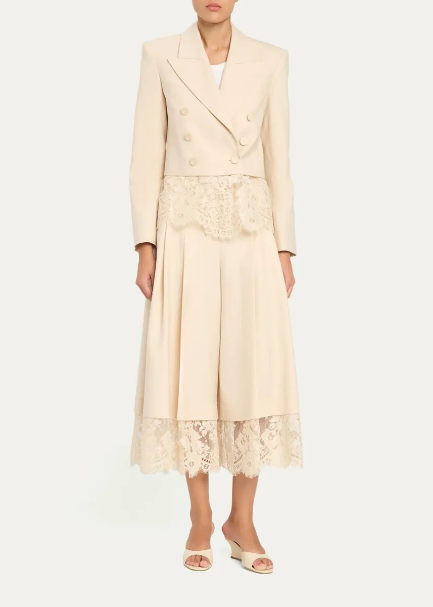 Zimmermann Lace-Trim Wool-Blend Double-Breasted Jacket | Thumbnail 2 Zimmermann Lace-Trim Wool-Blend Double-Breasted Jacket | Thumbnail 2