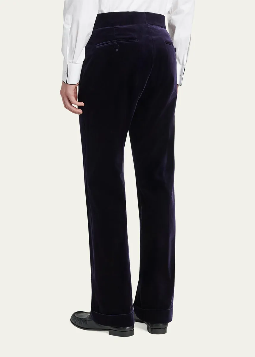 Tom Ford Men's Cotton Velvet Straight Leg Flat-Front Trousers | Thumbnail 3 Tom Ford Men's Cotton Velvet Straight Leg Flat-Front Trousers | Thumbnail 3