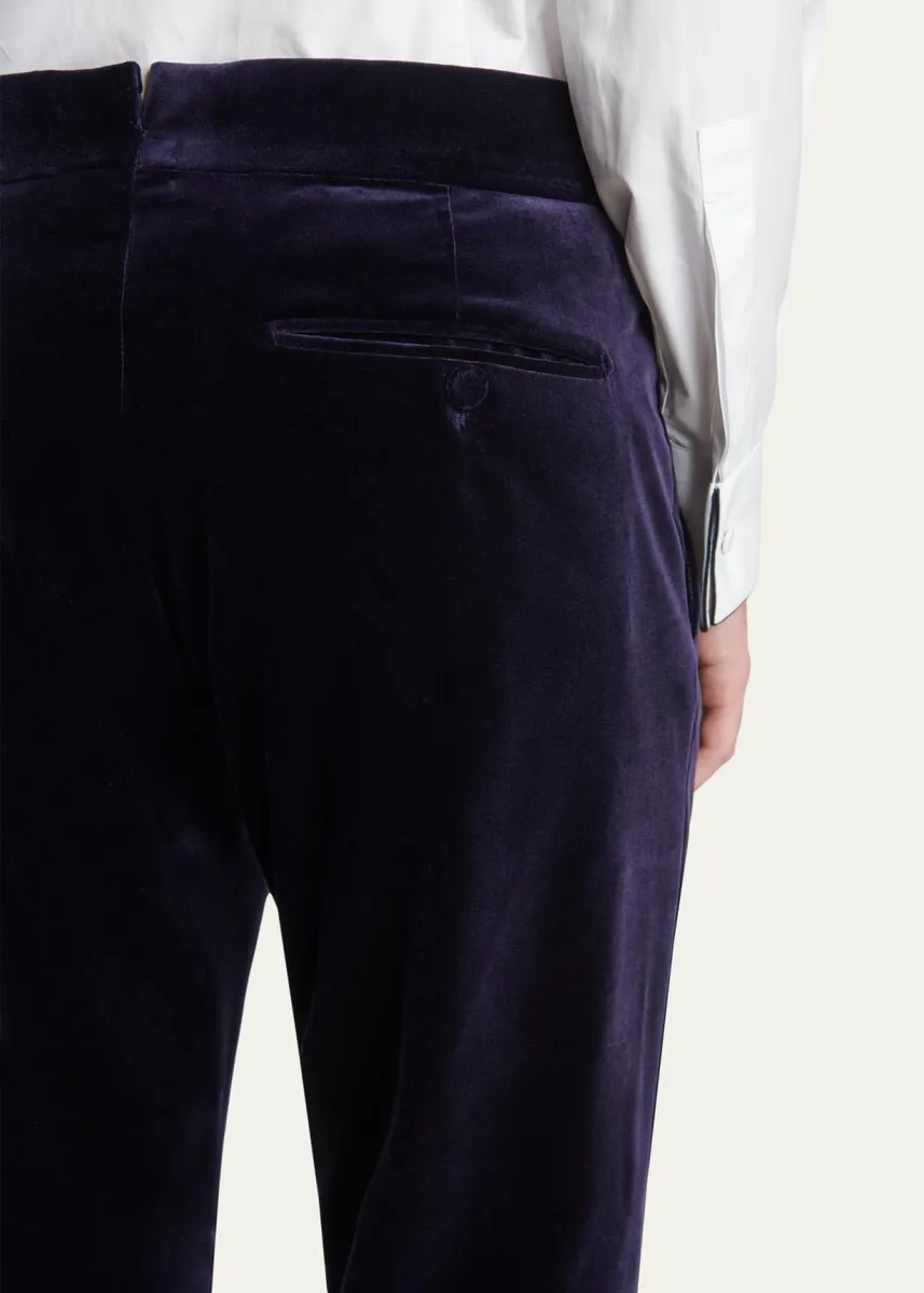 Tom Ford Men's Cotton Velvet Straight Leg Flat-Front Trousers | Thumbnail 5 Tom Ford Men's Cotton Velvet Straight Leg Flat-Front Trousers | Thumbnail 5