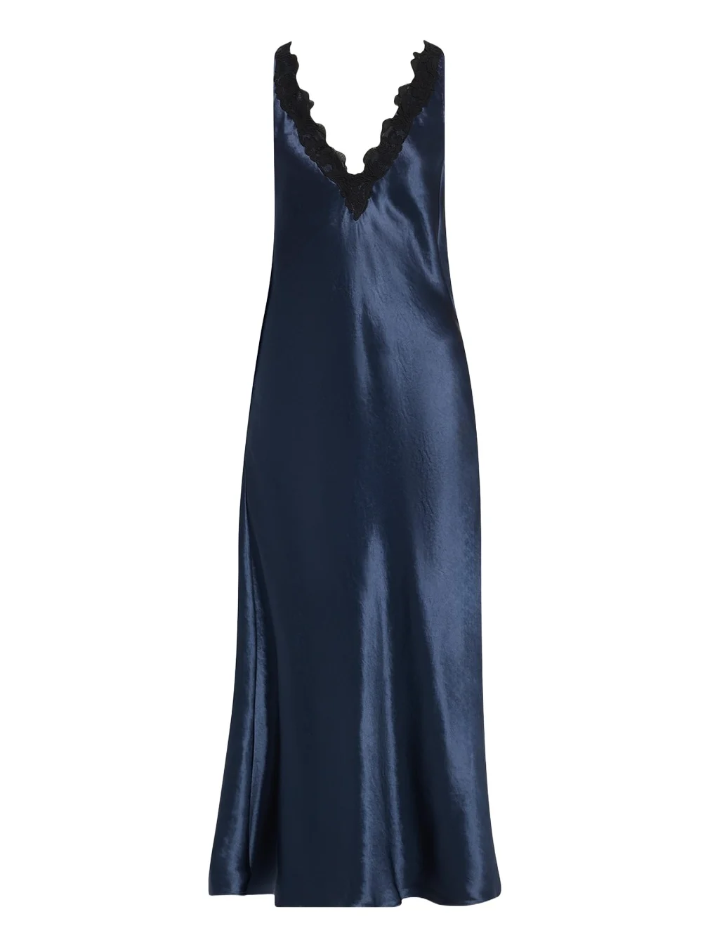 Lace-Trim V-Neck Satin Midi Slip Dress Lace-Trim V-Neck Satin Midi Slip Dress