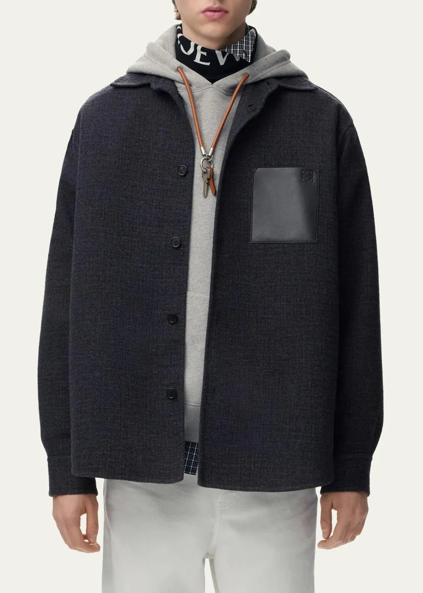 Loewe Men's Wool-Blend Overshirt | Thumbnail 4