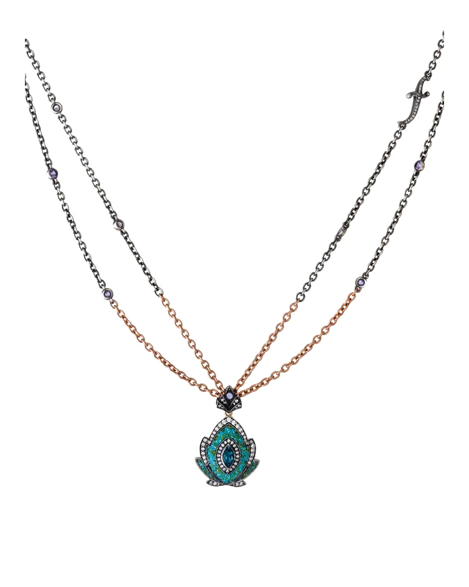SEVAN BICAKCI 24K Yellow Gold Blue Topaz Micro Mosaic Pendant Necklace with Diamonds | Thumbnail 2