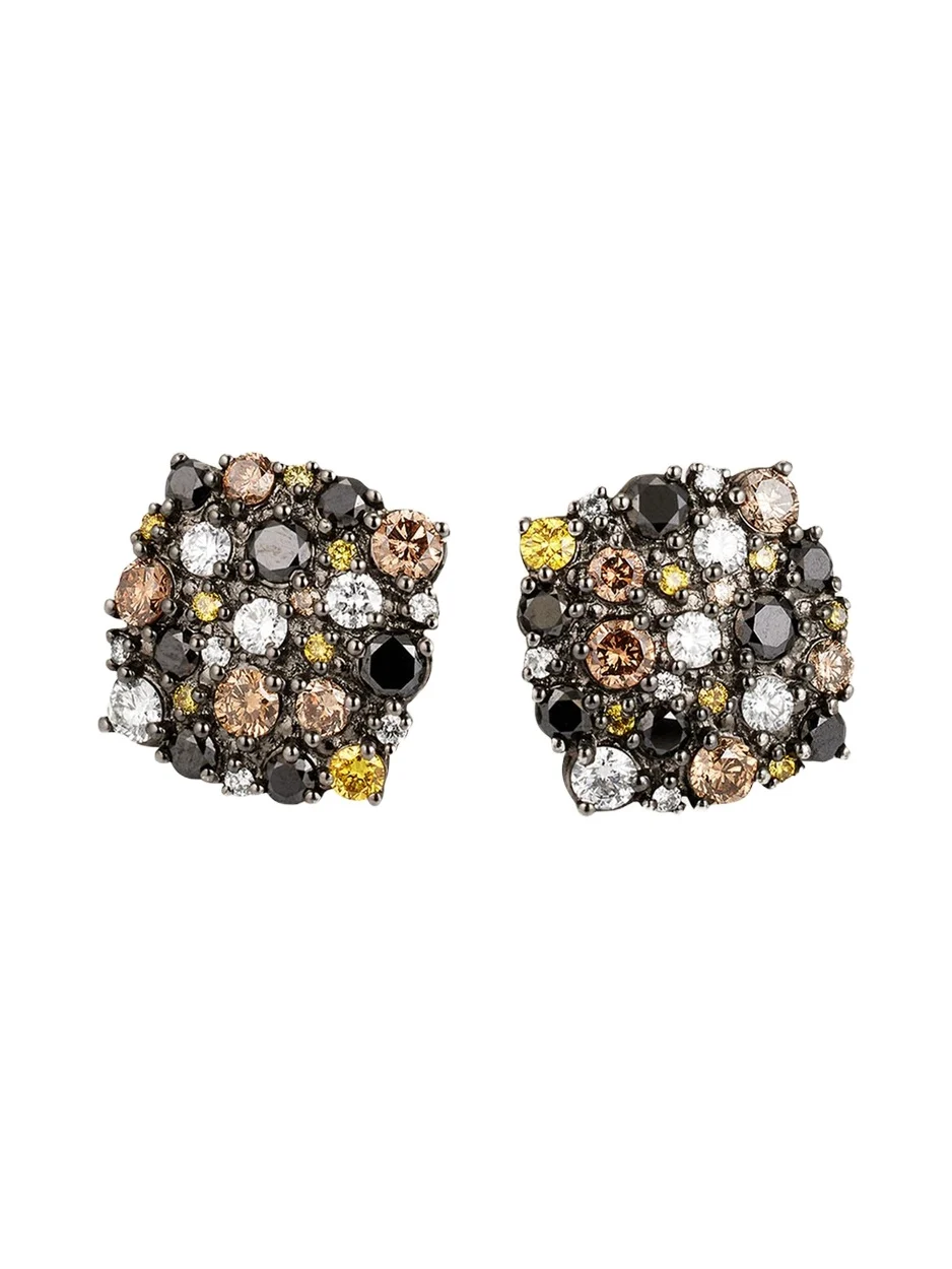 Paul Morelli Black Gold Confetti Mixed-Diamond Stud Earrings