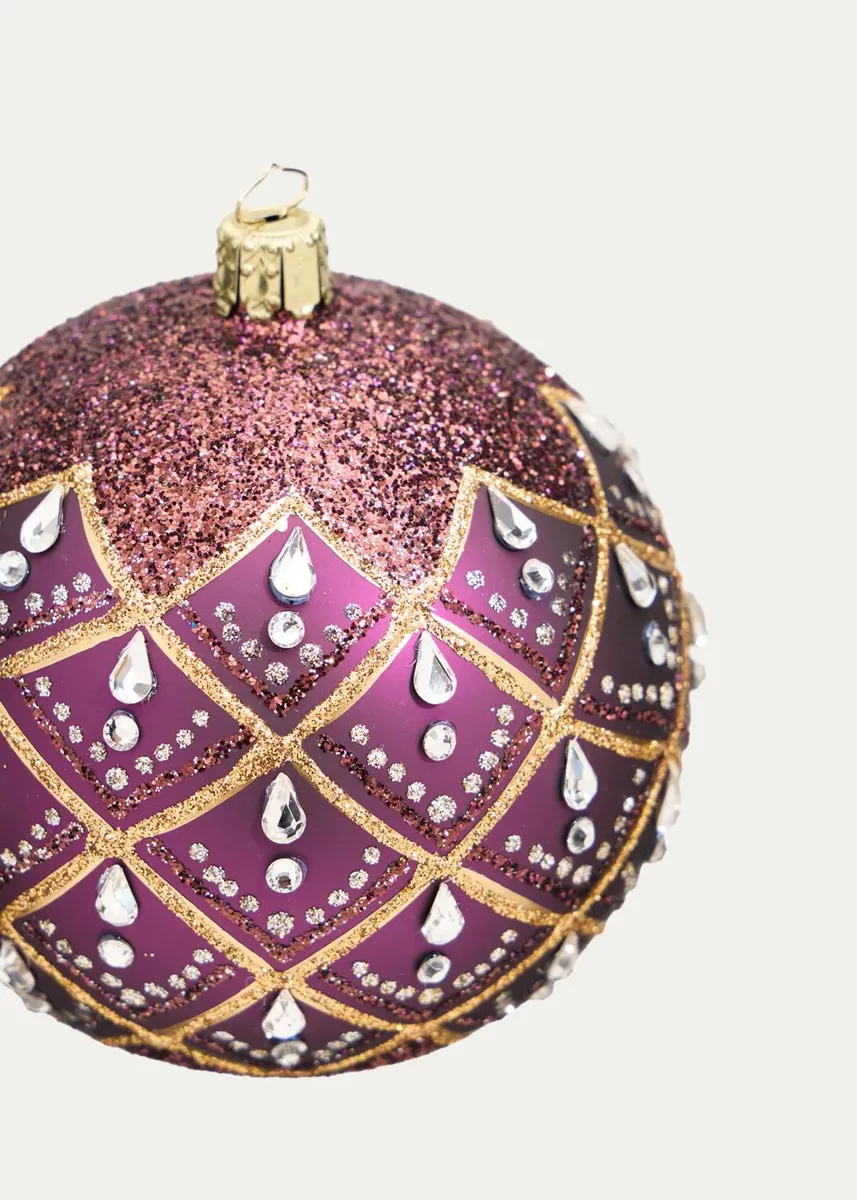 Bergdorf Goodman Glitter-Embellished Deep Purple Ball Christmas Ornament | Thumbnail 2 Bergdorf Goodman Glitter-Embellished Deep Purple Ball Christmas Ornament | Thumbnail 2