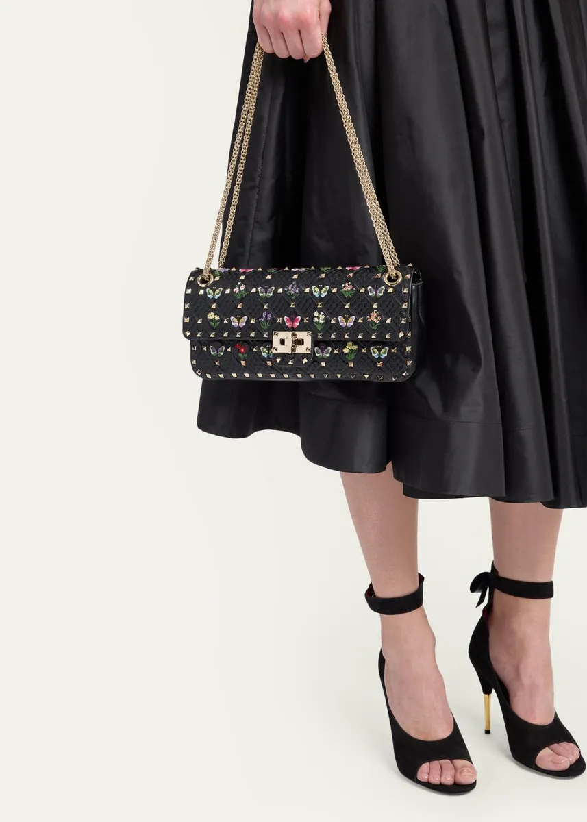 Valentino Garavani Embroidered Quilted Leather Shoulder Bag | Thumbnail 2