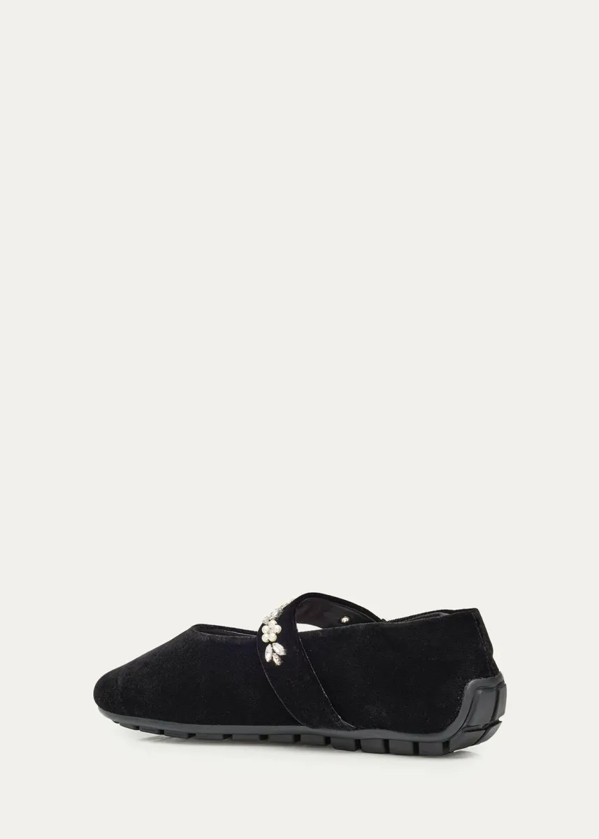 Simone Rocha Embellished Velvet Mary Jane Ballerina Flats | Thumbnail 4 Simone Rocha Embellished Velvet Mary Jane Ballerina Flats | Thumbnail 4