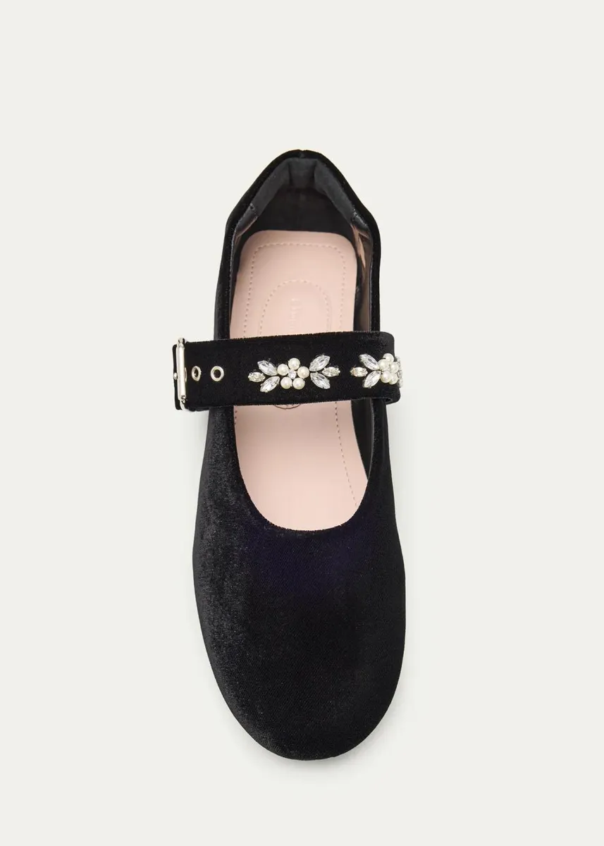 Simone Rocha Embellished Velvet Mary Jane Ballerina Flats | Thumbnail 5 Simone Rocha Embellished Velvet Mary Jane Ballerina Flats | Thumbnail 5