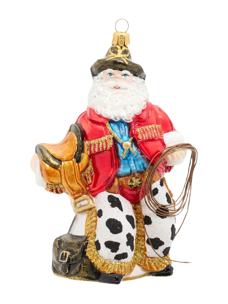 Impuls Rodeo Santa Glass Ornament