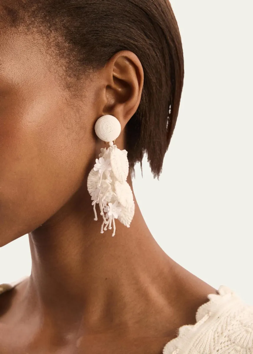 Oscar de la Renta Raffia Tassel Bouquet Clip-On Earrings | Thumbnail 2 Oscar de la Renta Raffia Tassel Bouquet Clip-On Earrings | Thumbnail 2