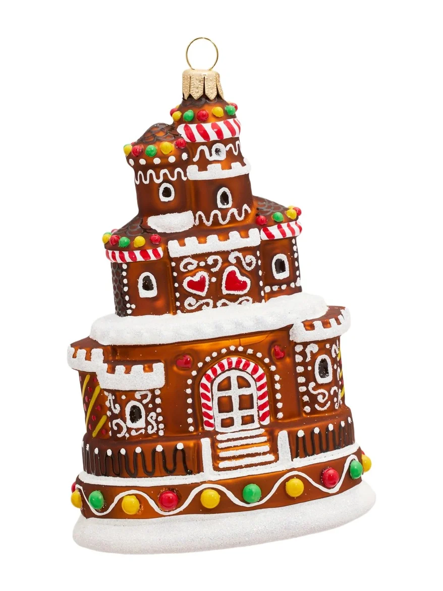 Glass Gingerbread Castle Ornament