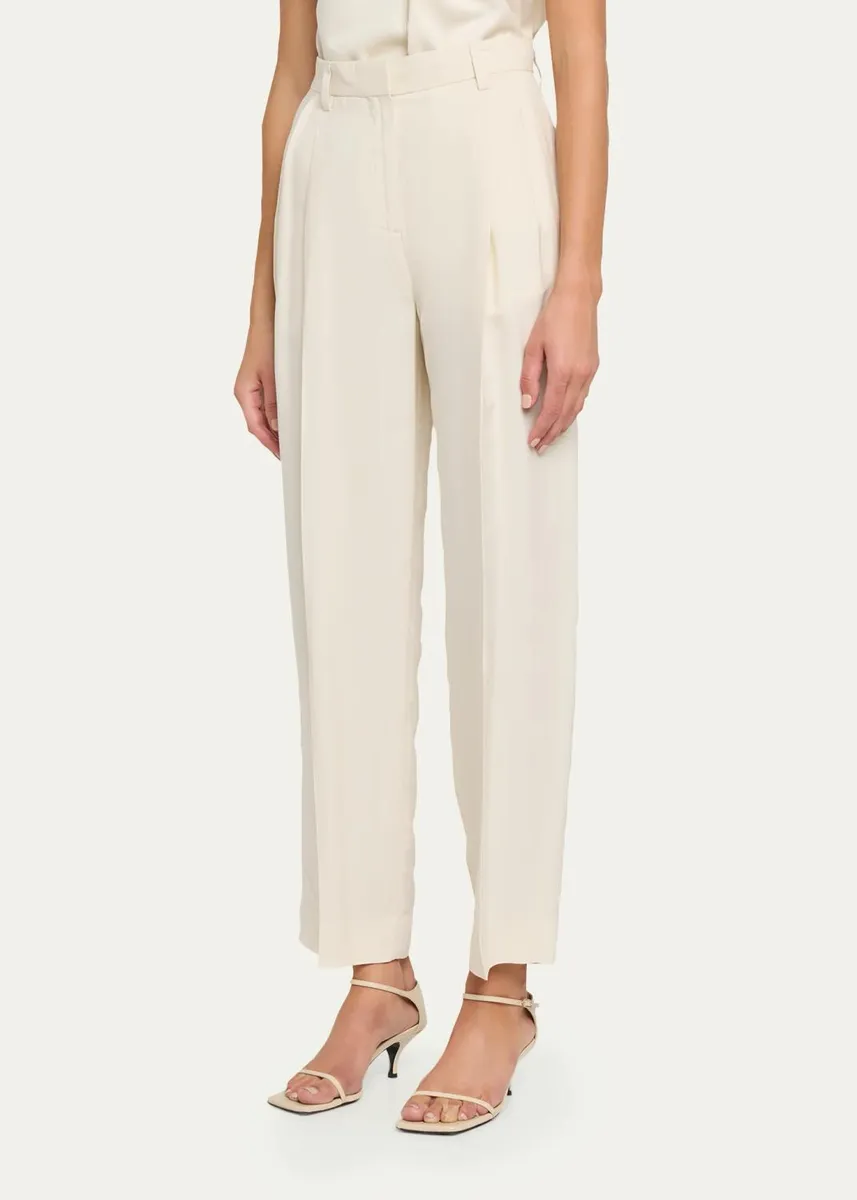 TOTEME Garderob Double-Pleat Straight-Leg Ankle Trousers | Thumbnail 4