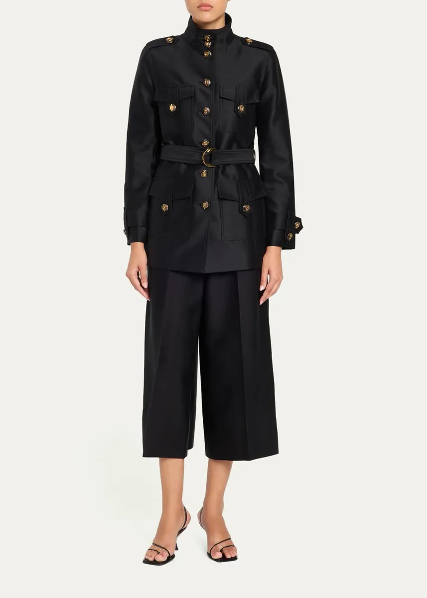 Zimmermann Valiant Utility Wool-Silk Belted Coat | Thumbnail 2