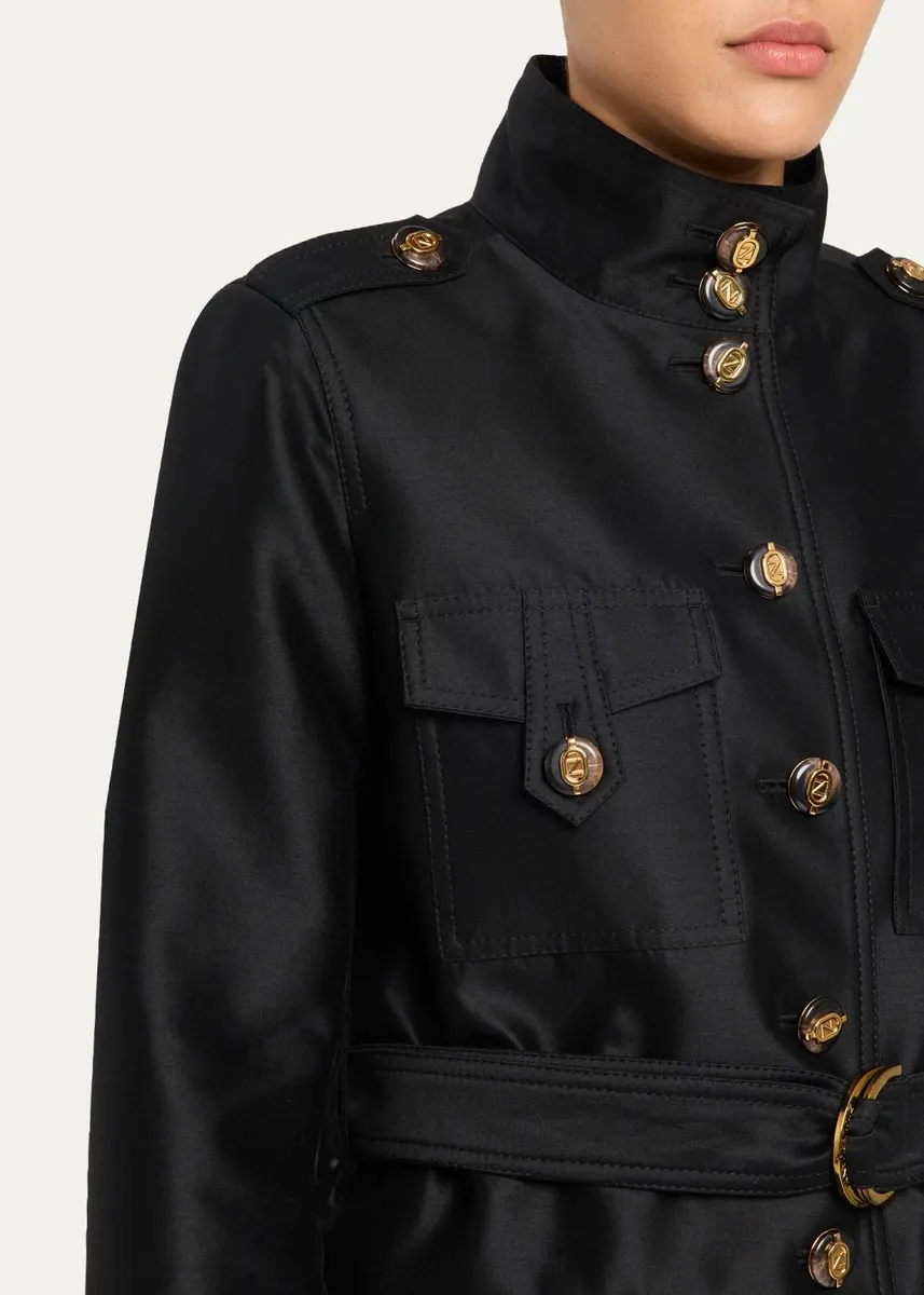 Zimmermann Valiant Utility Wool-Silk Belted Coat | Thumbnail 5