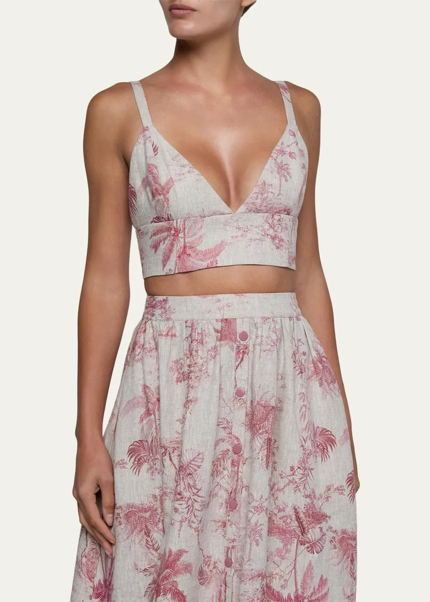 L'Agence Kaori Etoile-Print Linen Bralette Top | Thumbnail 4 L'Agence Kaori Etoile-Print Linen Bralette Top | Thumbnail 4