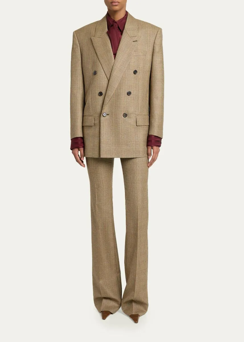 Saint Laurent Double-Breasted Prince of Wales Jacket | Thumbnail 2 Saint Laurent Double-Breasted Prince of Wales Jacket | Thumbnail 2