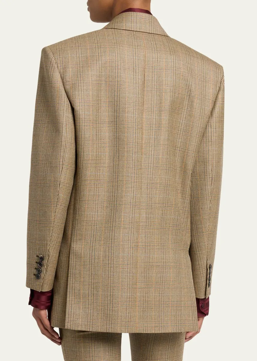 Saint Laurent Double-Breasted Prince of Wales Jacket | Thumbnail 3 Saint Laurent Double-Breasted Prince of Wales Jacket | Thumbnail 3