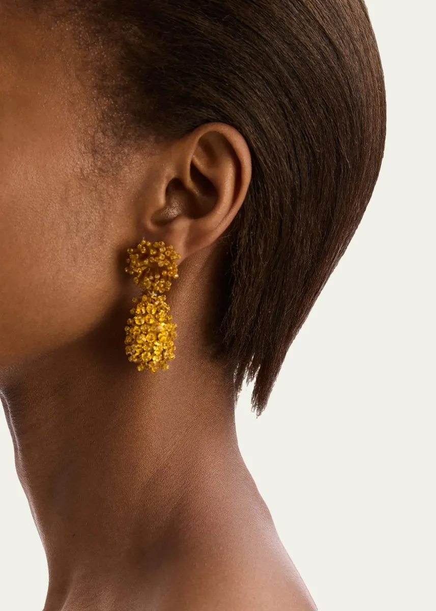 Oscar de la Renta Beaded Cluster Drop Earrings | Thumbnail 3 Oscar de la Renta Beaded Cluster Drop Earrings | Thumbnail 3