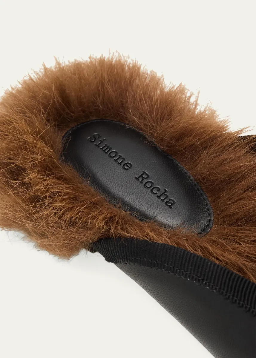 Simone Rocha Faux Fur Lined Leather Ballerina Mules | Thumbnail 3