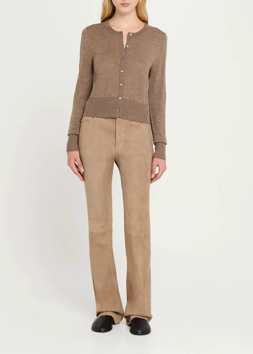 Sprwmn 5 Pocket Mid-Rise Suede Flared Pants | Thumbnail 2