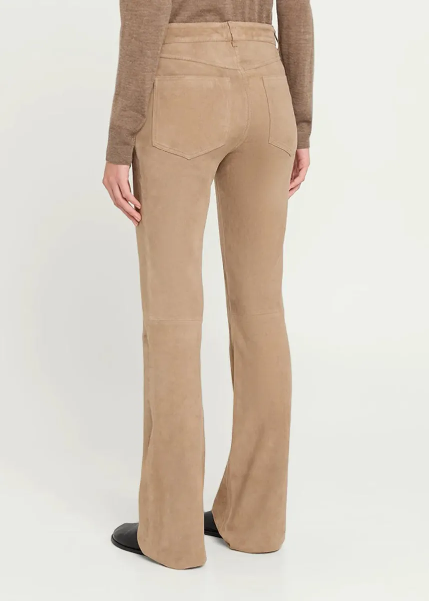 Sprwmn 5 Pocket Mid-Rise Suede Flared Pants | Thumbnail 3