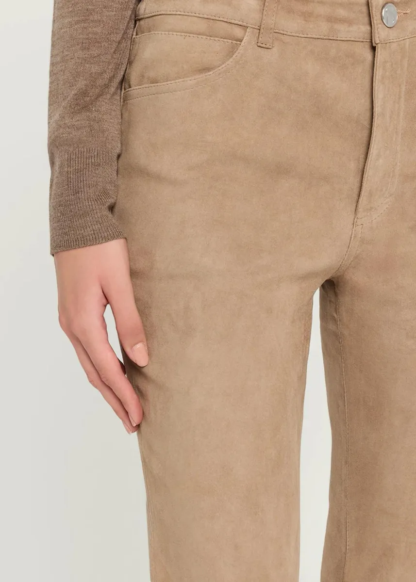 Sprwmn 5 Pocket Mid-Rise Suede Flared Pants | Thumbnail 5