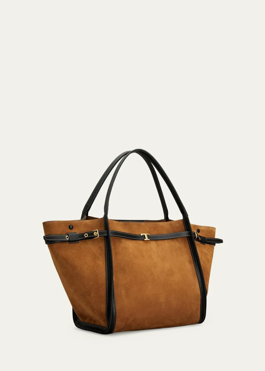 Tod's T Timeless Belted Suede Shopping Tote Bag | Thumbnail 2 Tod's T Timeless Belted Suede Shopping Tote Bag | Thumbnail 2