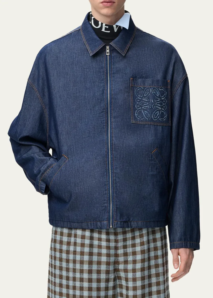 Loewe Men's Denim Zip-Front Jacket | Thumbnail 4 Loewe Men's Denim Zip-Front Jacket | Thumbnail 4