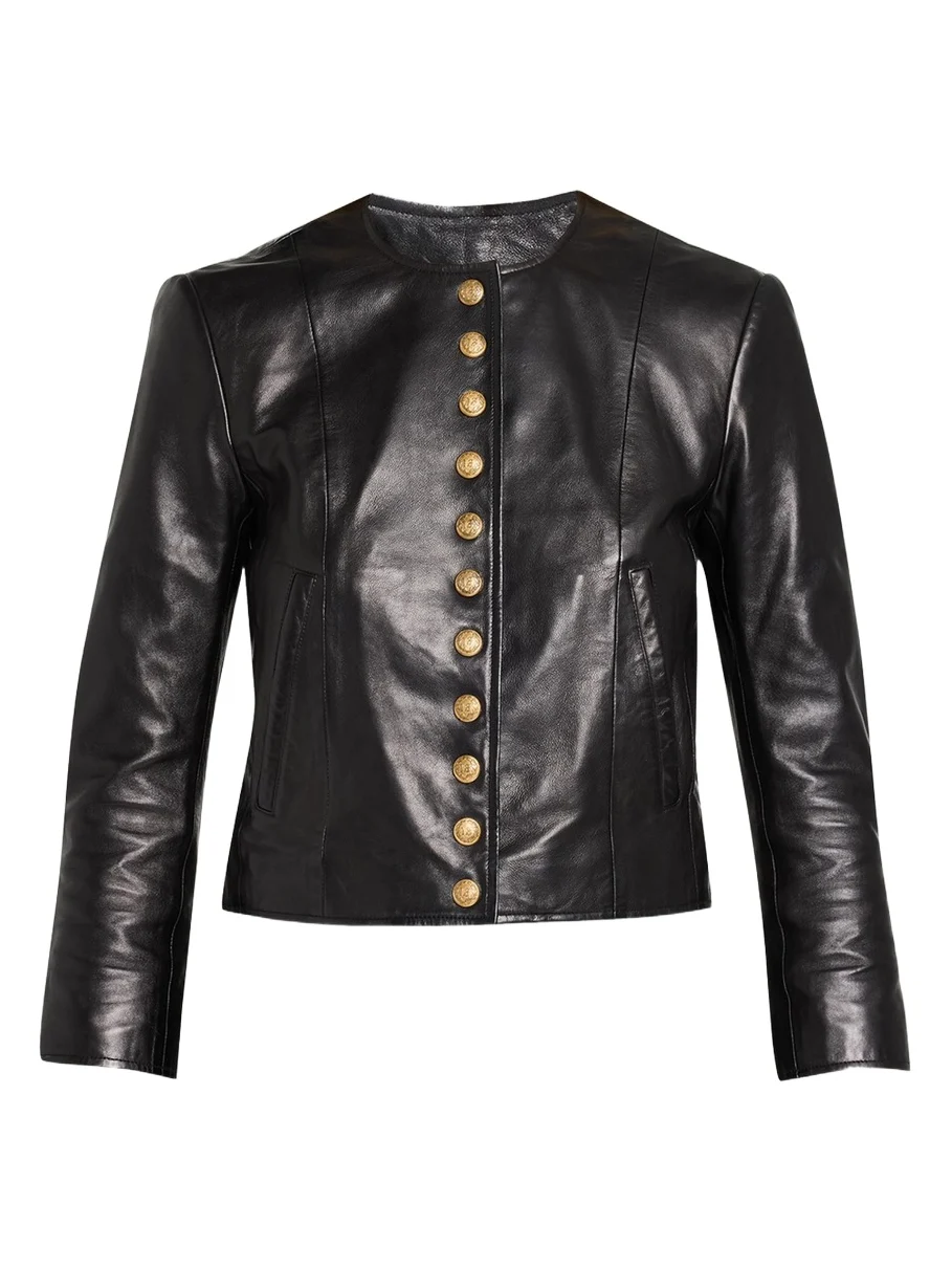 R13 Front-Snap Leather Jacket