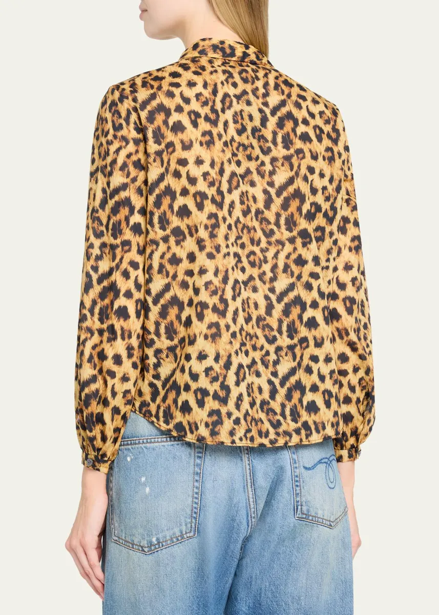 R13 Leopard-Print Cotton Ruffle Blouse | Thumbnail 3 R13 Leopard-Print Cotton Ruffle Blouse | Thumbnail 3