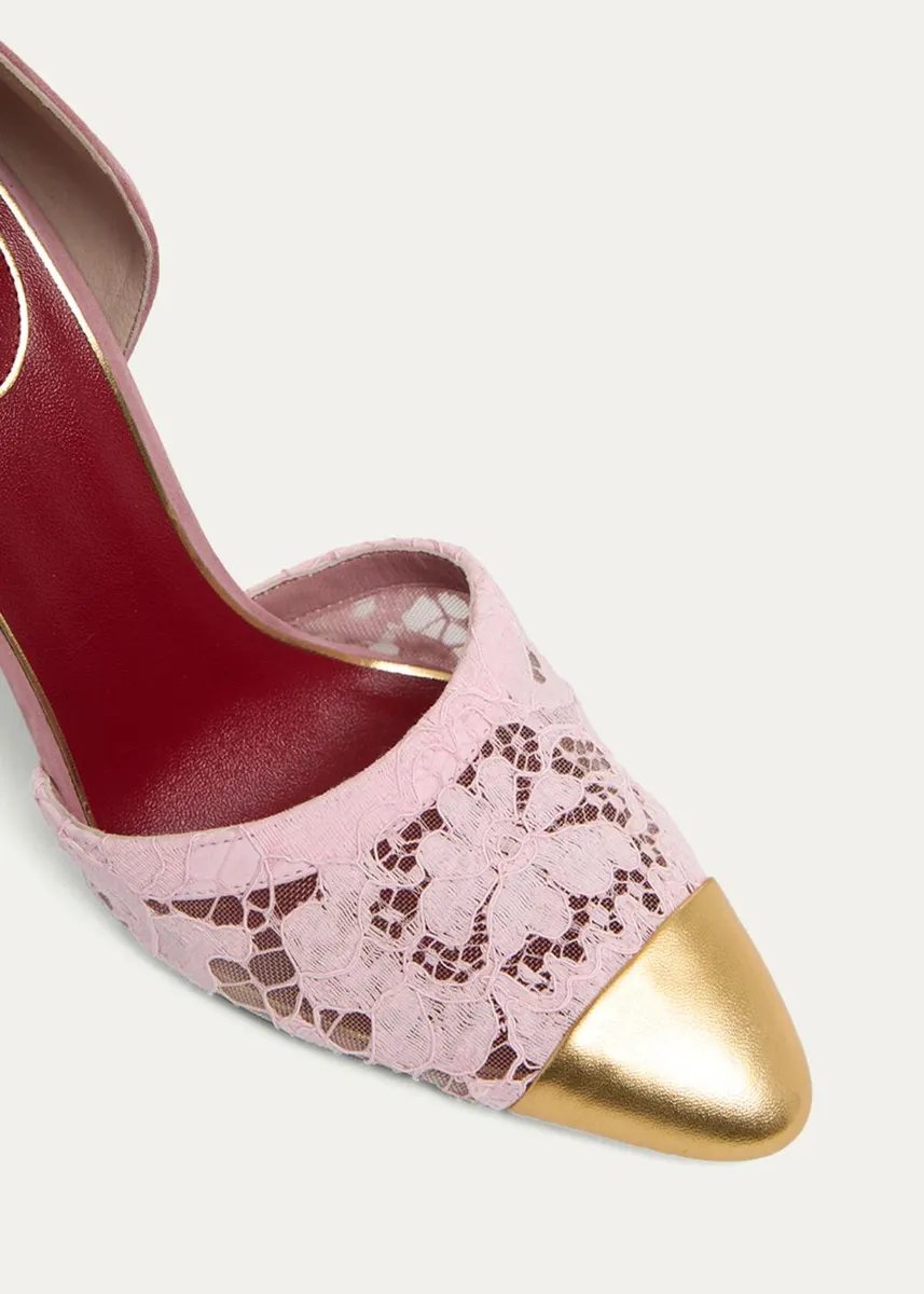 Valentino Garavani D'Orsay Lace-Embellished Suede Pump | Thumbnail 5 Valentino Garavani D'Orsay Lace-Embellished Suede Pump | Thumbnail 5