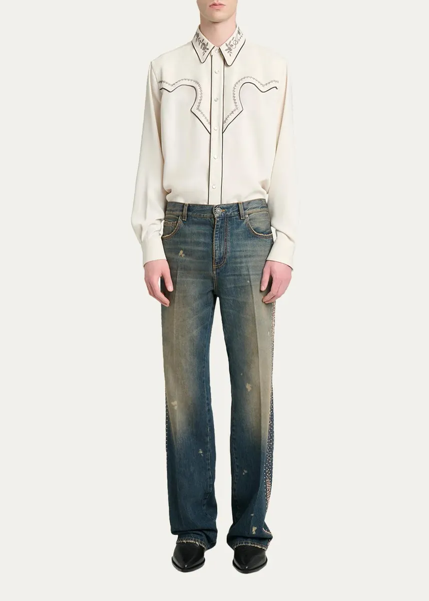 AMIRI Men's MA Fit Star Studded-Trim Jeans | Thumbnail 2 AMIRI Men's MA Fit Star Studded-Trim Jeans | Thumbnail 2
