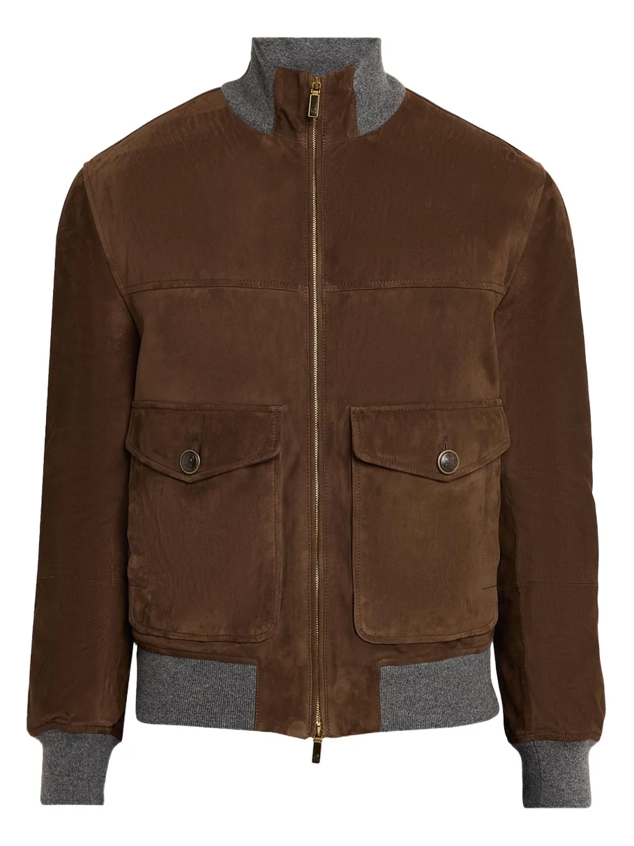Men's Suede Knit-Trim Bomber Jacket Men's Suede Knit-Trim Bomber Jacket