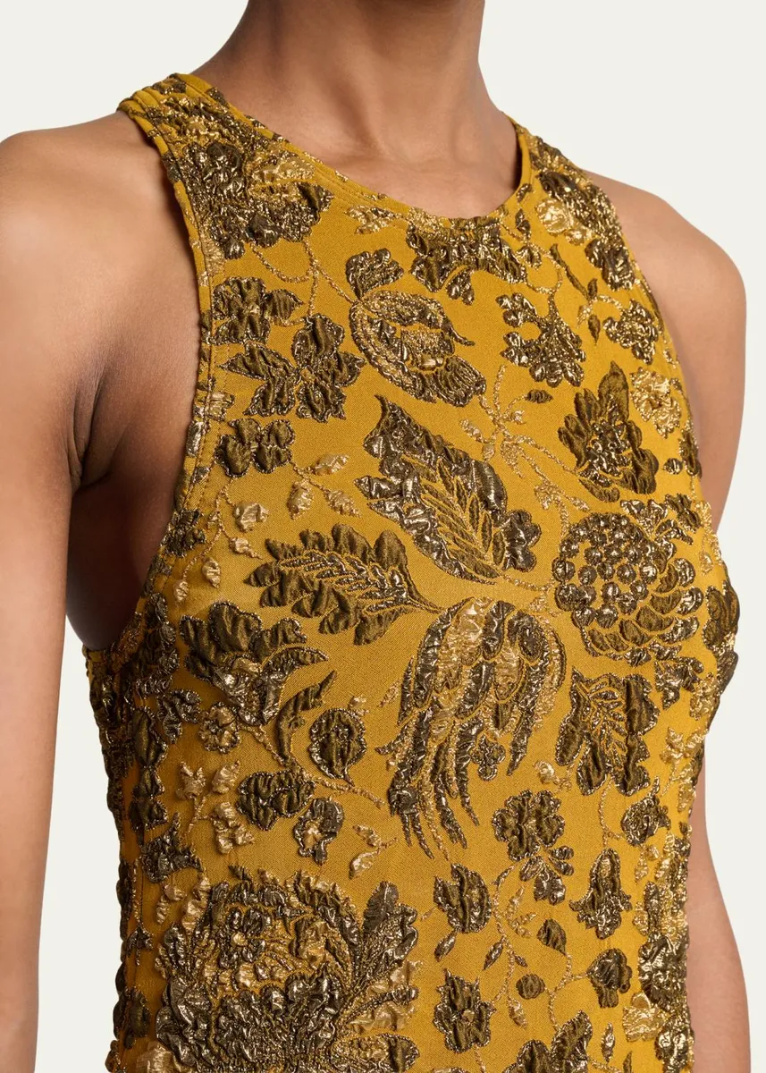 Saint Laurent Stretch Brocade Cross-Back Mini Dress | Thumbnail 5