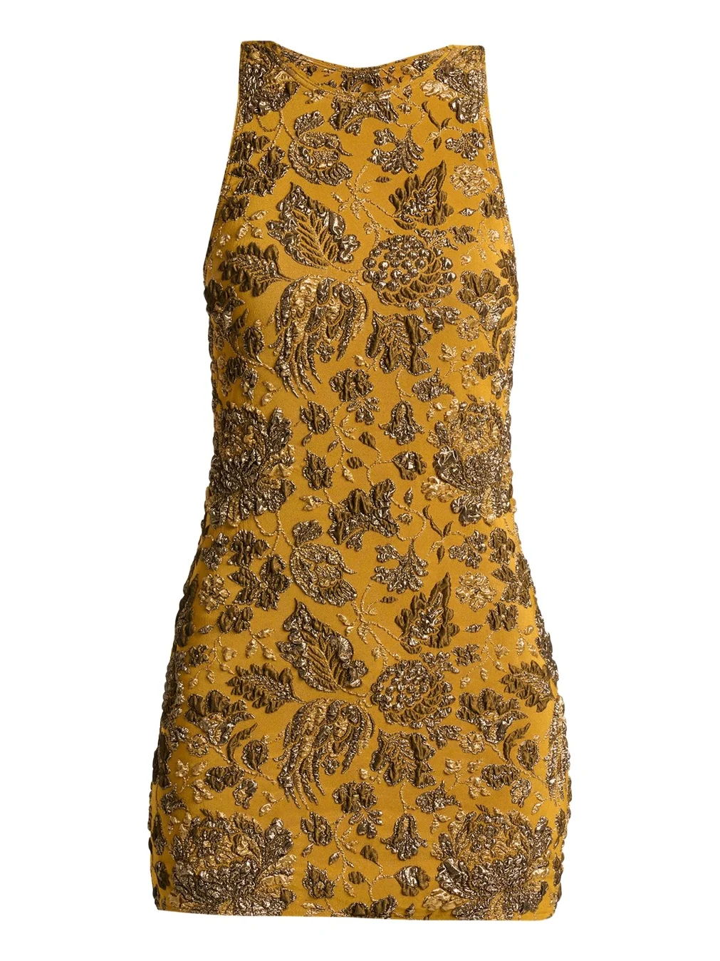 Saint Laurent Stretch Brocade Cross-Back Mini Dress