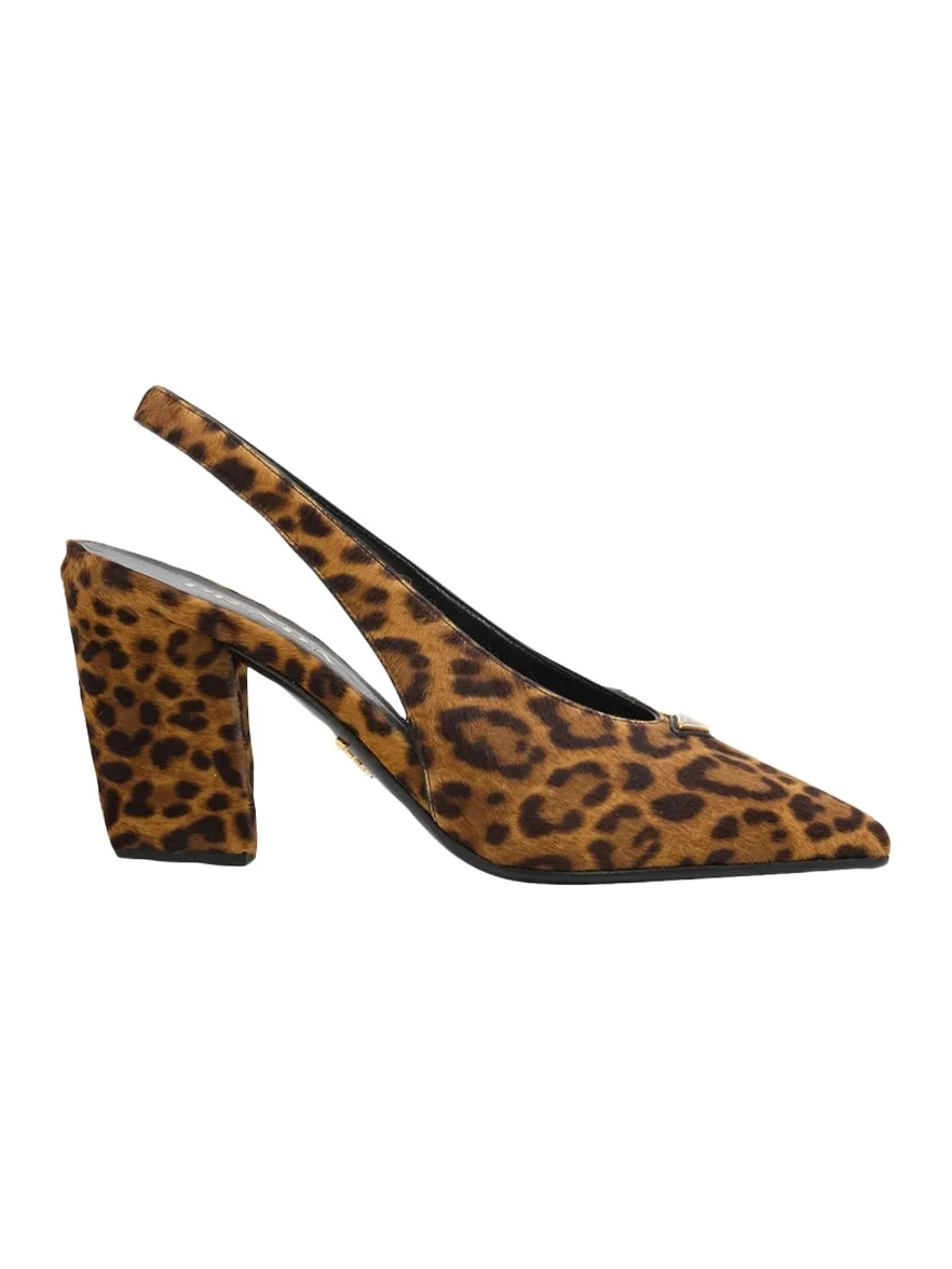 85mm Leopard Calf Hair Slingback Pumps 85mm Leopard Calf Hair Slingback Pumps