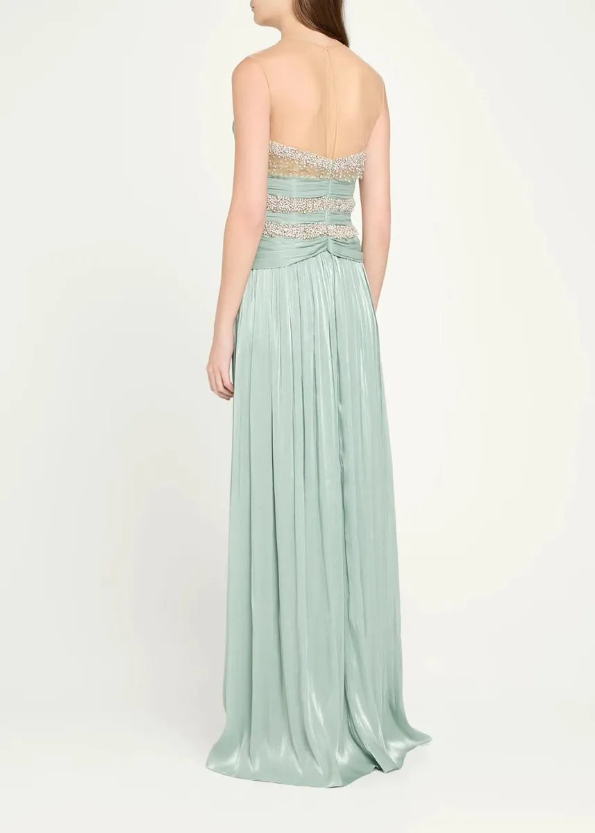 Costarellos Branka Embellished Crisscross Lurex Georgette Illusion Gown | Thumbnail 3 Costarellos Branka Embellished Crisscross Lurex Georgette Illusion Gown | Thumbnail 3