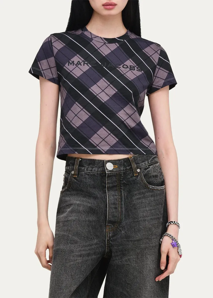 Marc Jacobs Logo Checked Cotton T-Shirt | Thumbnail 4 Marc Jacobs Logo Checked Cotton T-Shirt | Thumbnail 4
