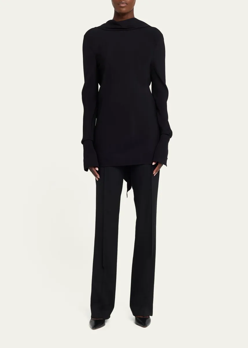 The Row Evo Long-Sleeve Crepe Low-Back Top | Thumbnail 2