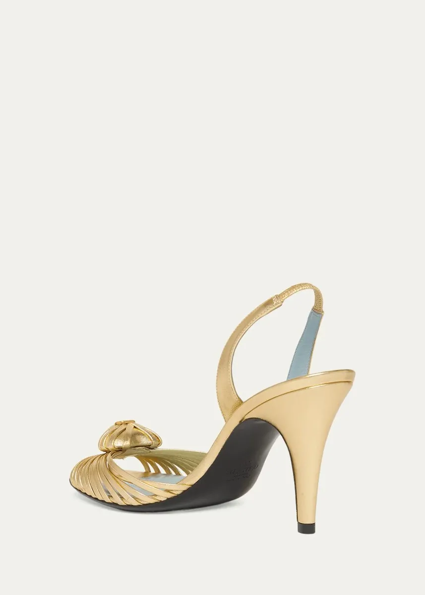 Valentino Garavani Coeur Royal 85mm Laminated Nappa Leather Slingback Sandals | Thumbnail 4