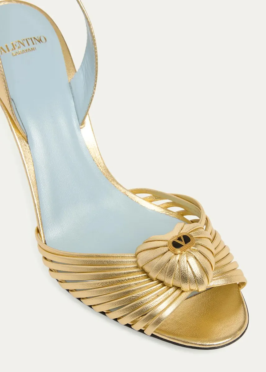 Valentino Garavani Coeur Royal 85mm Laminated Nappa Leather Slingback Sandals | Thumbnail 5