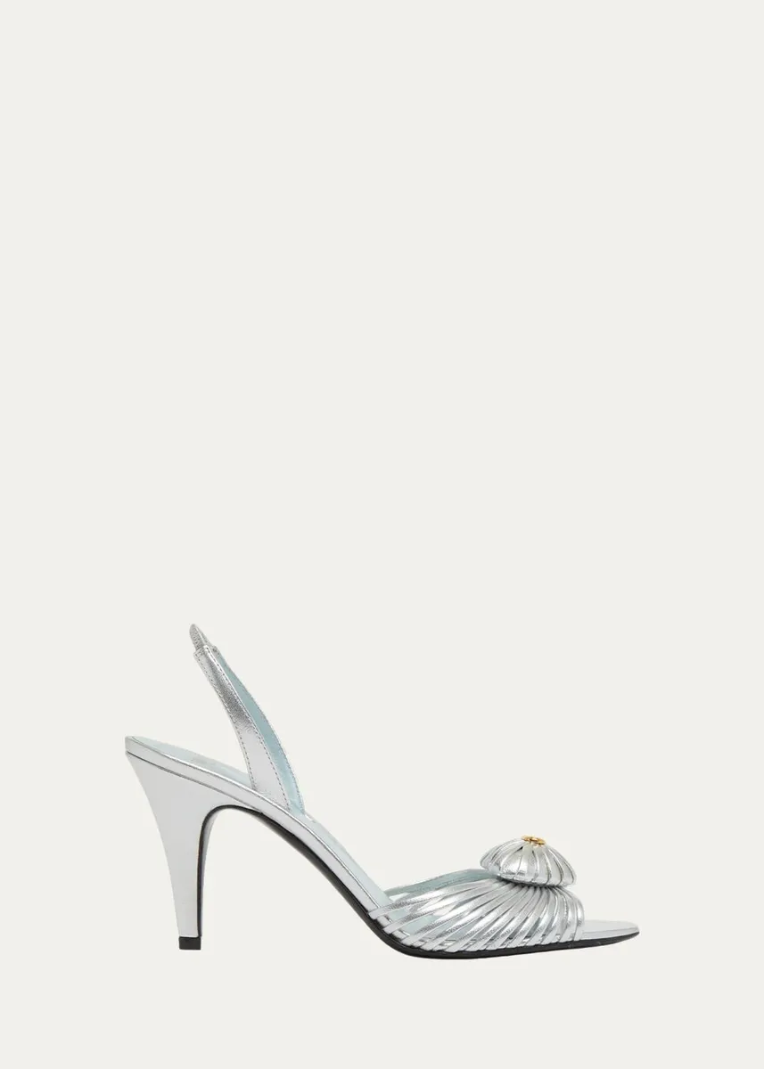 Valentino Garavani Coeur Royal 85mm Laminated Nappa Leather Slingback Sandals | Thumbnail 6