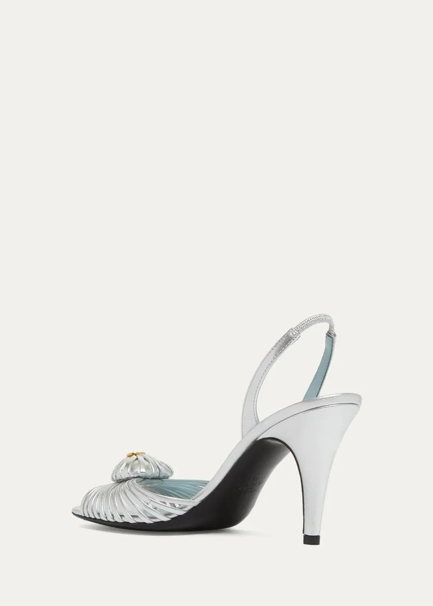 Valentino Garavani Coeur Royal 85mm Laminated Nappa Leather Slingback Sandals | Thumbnail 7