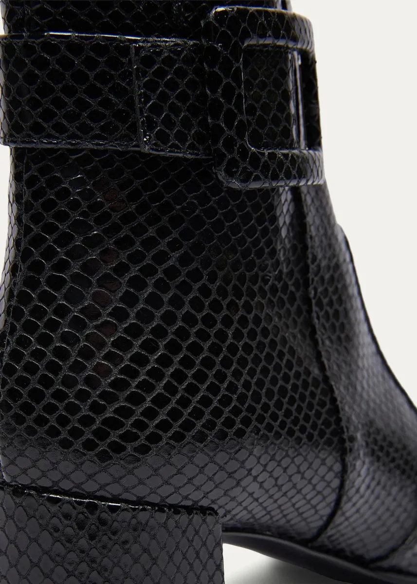 Roger Vivier Tres Vivier 45MM Snakeskin-Embossed Leather Ankle Boots | Thumbnail 2