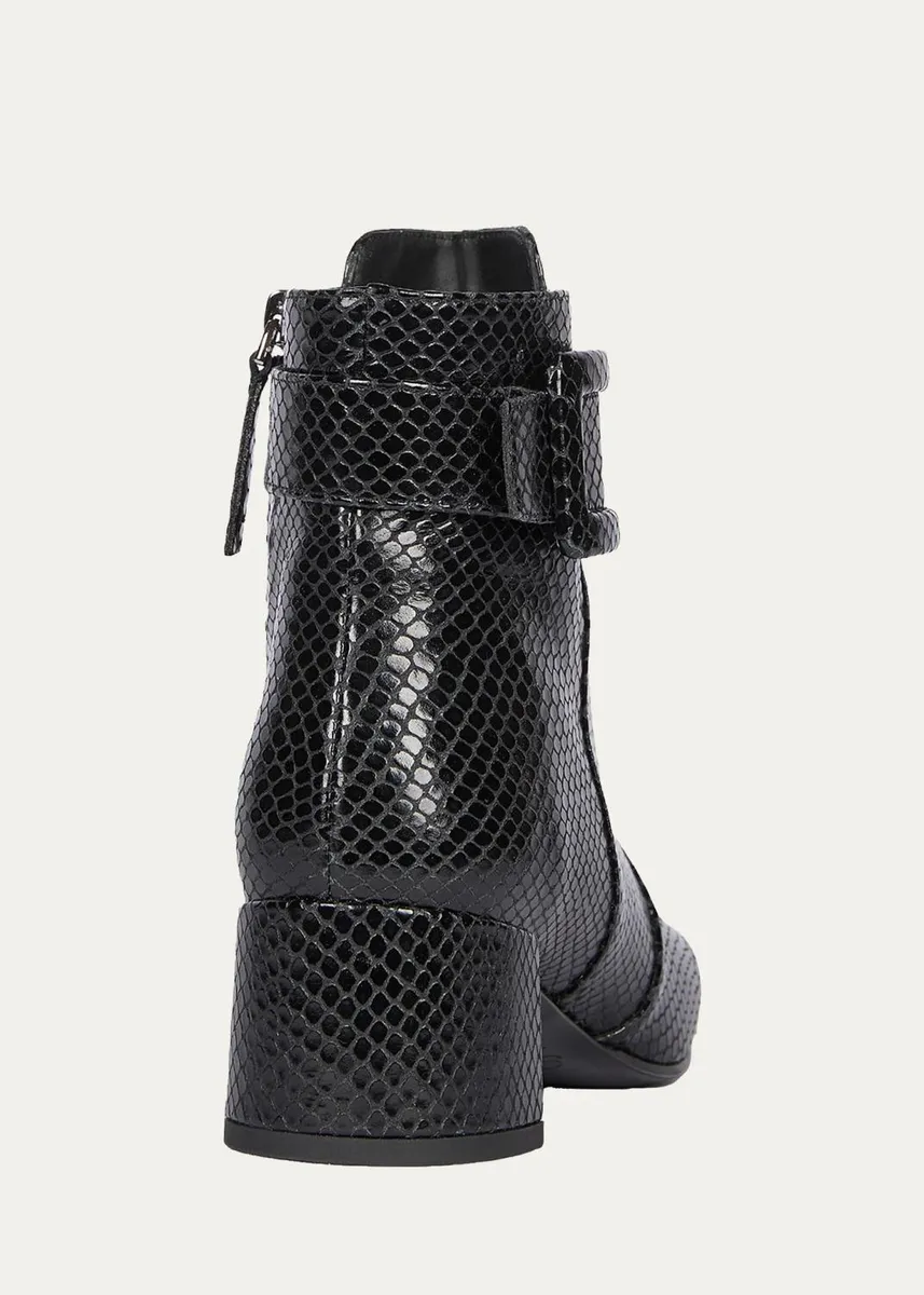 Roger Vivier Tres Vivier 45MM Snakeskin-Embossed Leather Ankle Boots | Thumbnail 3